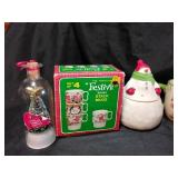 Christmas mugs, cookie jar, vase