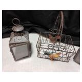 2 small lantern and rooster basket