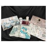 Placemats,  candle,  new year cards, tray