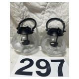 2 Globe lanterns with leave etching for tea