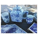 Decorative blue and white dishes