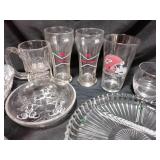 Crystal and glass bowls, platter, glasses, vases
