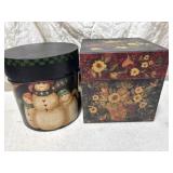 Vintage snowman storage box and vintage floral