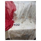 Beautiful fabric. Gold floral pattern and red.