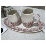 Vintage Cloissomne jars w/lid and mayflower plate