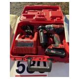 Milwaukee drill set with two batteries and