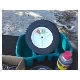 Chain, washe4s, hand cream, WD 40, plastic wheel,