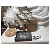 Home decor, baskets, wooden box