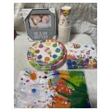 Birthday decorations and baby frame