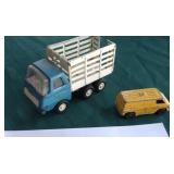 Tonka truck and Hot Wheels red line van