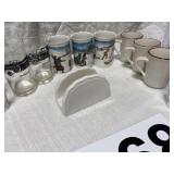 Set of four matching glasses, miscellaneous cups
