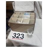 Nine wine glasses with carrier