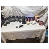 Canisters plastic, miscellaneous items