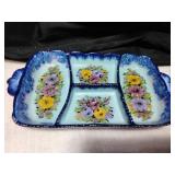 Hand painted Portugal divided dish, vase, bowl