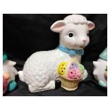 Glass lamb and bunny gnomes