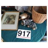 Bird picture, cow bell wind chime , trees and