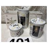 Tins two candle holders all new tin decor items