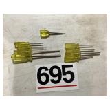 Hex, bow tie and pick screwdrivers.