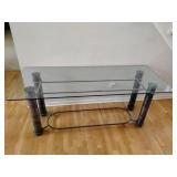 Large glass hallway table L 68 in., D 28 in., T