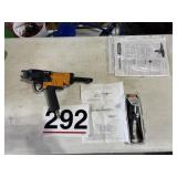 Air powered Stanley staple gun and stapler.