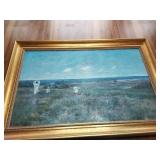 Mother and children in a field 32x22