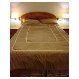Queen bed (sheets and quilt not included. Lamps