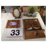 Animal themed and wood frames and tree shelf