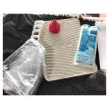3 plastic trays, shower liner, reusable ice mat,