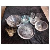 Glass bowls,  glasses, platter