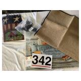 2 doormats, wood sign, metal pigeon says live,