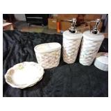 Flower bowls, plates, soap dispenser
