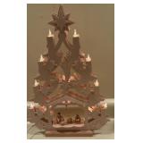 Wood nativity scene lights up 18ï¿½ Tall