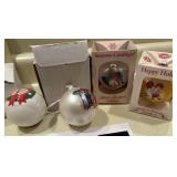 Four collectible Christmas ornaments