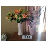 Artificial flowers in vases