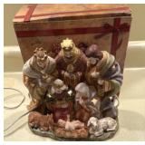 Christmas nativity scene lights up