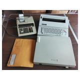 Sharp calculator and Smith Corona typewriter