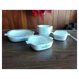 Blue and white glass dish set