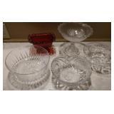 Glass and cut glass compote and bowls and vintage