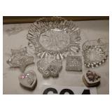 Glass serving pcs and trinket jars
