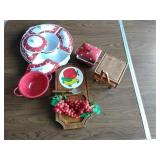 Polka dot platter, mini strainer,  decorative