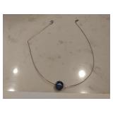 Sterling silver and blue & white bead necklace