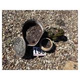 Outdoor pots, cold bucket has hole in the bottom