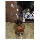 Hurricane lamp amber and clear glass