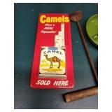 Camels outdoor thermometer, ash trays, vintage