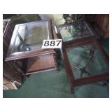 Coffee table and 2 end tables with beveled glass