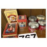 Tins Lipton, tea Folgers, grape nuts