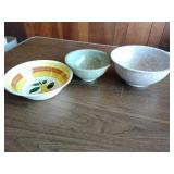 Texas Ware bowls and pear glass bowl