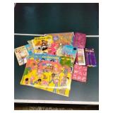 Children's placemats, books, crayons, etc