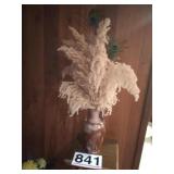 Frankhoma vase w/ peacock feathers and plant