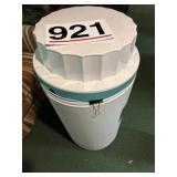 Red soft water container use as a trashcan